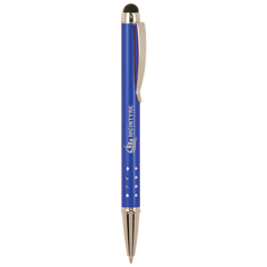Blue with Silver Trim Laserable Pen with Stylus