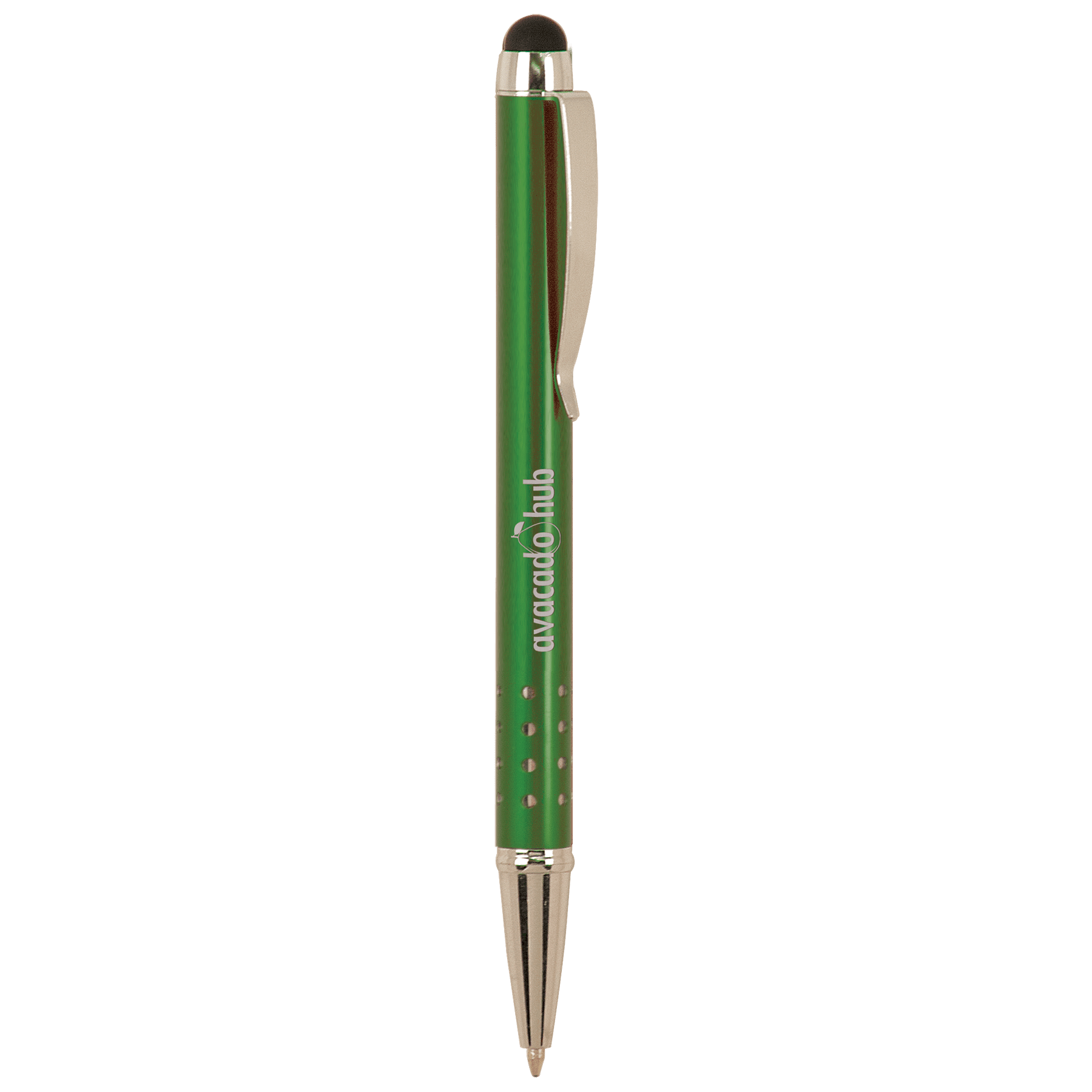 Green with Silver Trim Laserable Pen with Stylus