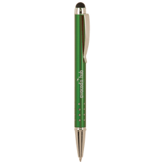 Green with Silver Trim Laserable Pen with Stylus
