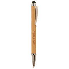 Bamboo with Silver Trim Laserable Pen with Stylus