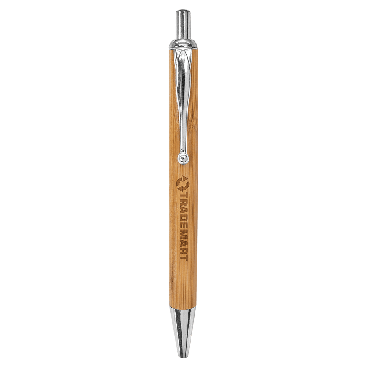 Bamboo with Silver Trim Laserable Pen