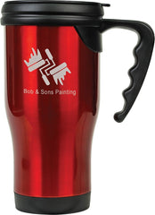 Red Laserable Stainless Steel 14 oz. Travel Mug with Handle