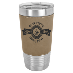 Light Brown Polar Camel 20 oz. Laserable Leatherette Tumbler with Clear Lid