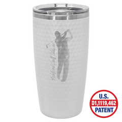 Custom Laser Engraved Polar Camel 20 oz. White Golf Tumbler with Full Dimples & Slider Lid