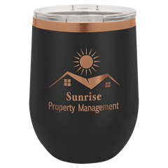 Black Rose Gold Polar Camel 12 oz. Stemless Wine Tumbler
