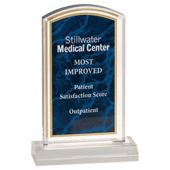 Blue 4" x 7" Marbleized Acrylic with 5" Base