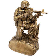 9 1/4" Antique Gold Military Resin Kneeling with Grass