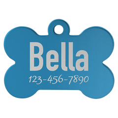 Blue 1 1/4" x 3/4" Laserable Anodized Aluminum Bone Pet Tag