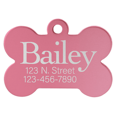Pink 1 1/4" x 3/4" Laserable Anodized Aluminum Bone Pet Tag