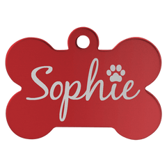 Red 1 1/4" x 3/4" Laserable Anodized Aluminum Bone Pet Tag