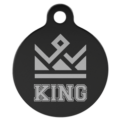 Black 1" Laserable Anodized Aluminum Round Pet Tag with Tab