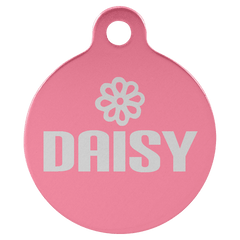 Pink 1 1/4" Laserable Anodized Aluminum Round Pet Tag with Tab
