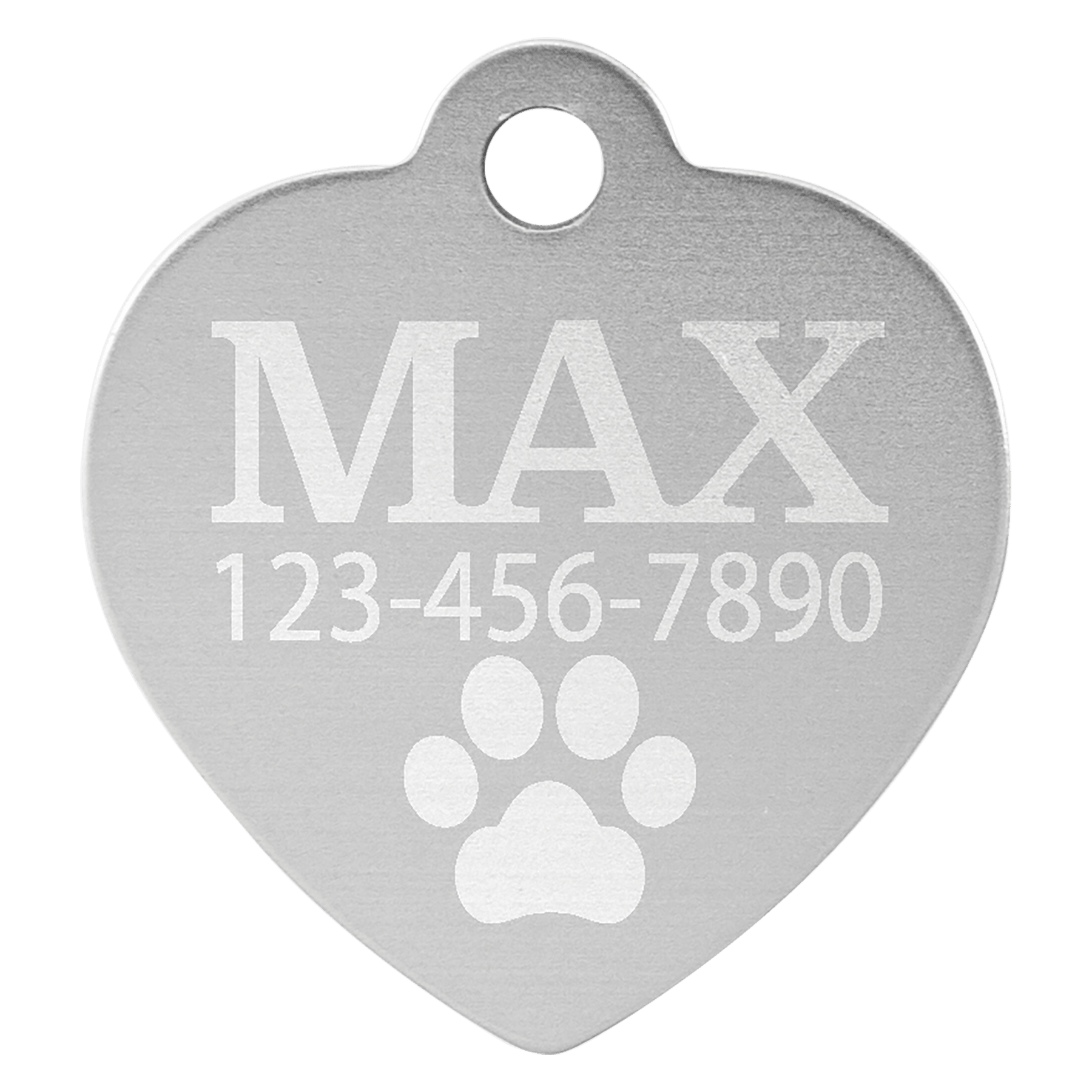 Silver 1" x 1" Laserable Anodized Aluminum Heart Pet Tag