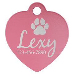 Pink 1 1/4" x 1 1/4" Laserable Anodized Aluminum Heart Pet Tag