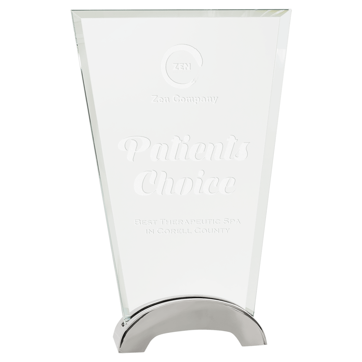 8 1/2" Fan Platinum Glass with Arch Metal Base