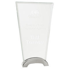 9 1/4" Fan Platinum Glass with Arch Metal Base