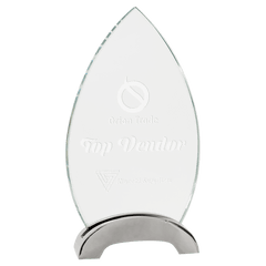 7 1/2" Oval Platinum Glass with Arch Metal Base