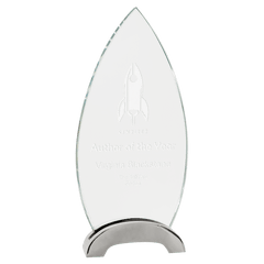 9 1/4" Oval Platinum Glass with Arch Metal Base