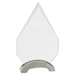 7 1/2" Diamond Platinum Glass with Arch Metal Base