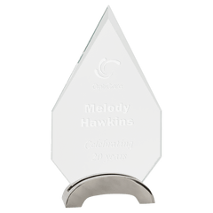 8 1/2" Diamond Platinum Glass with Arch Metal Base