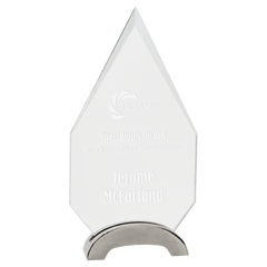 9 1/4" Diamond Platinum Glass with Arch Metal Base