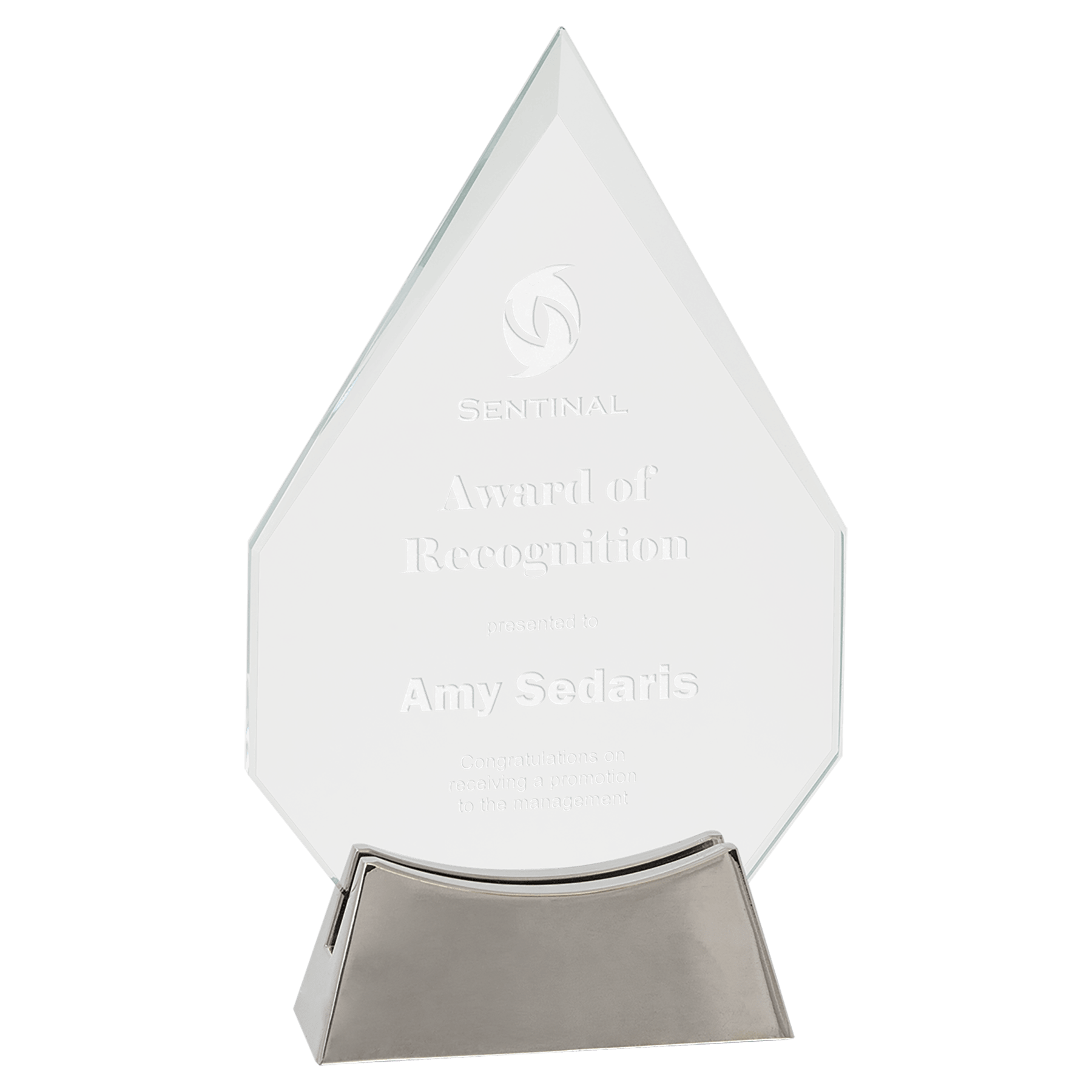 7 3/4" Diamond Platinum Glass with Full Metal Base