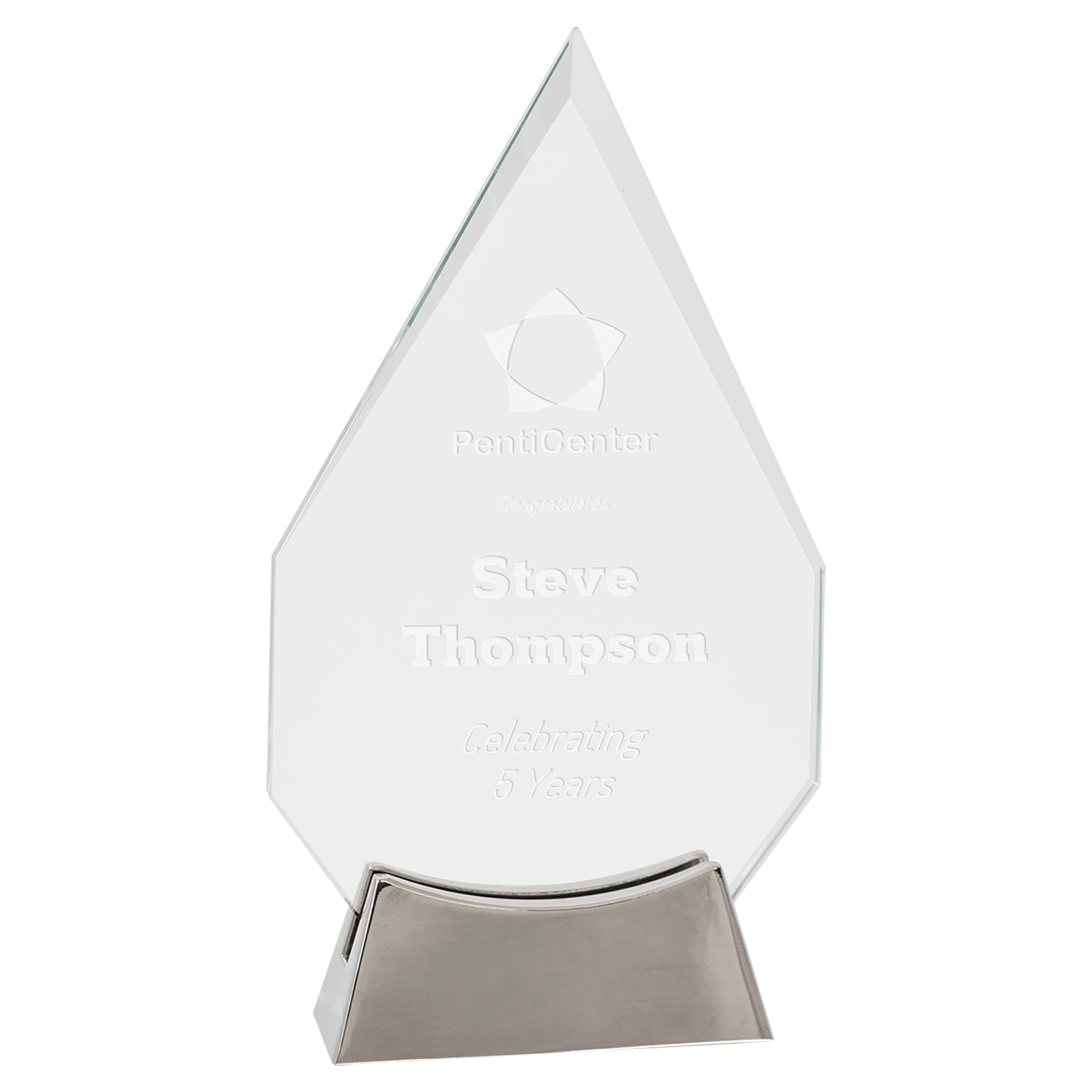 8 1/2" Diamond Platinum Glass with Full Metal Base