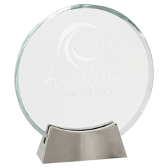 6 1/4" Round Platinum Glass with Full Metal Base