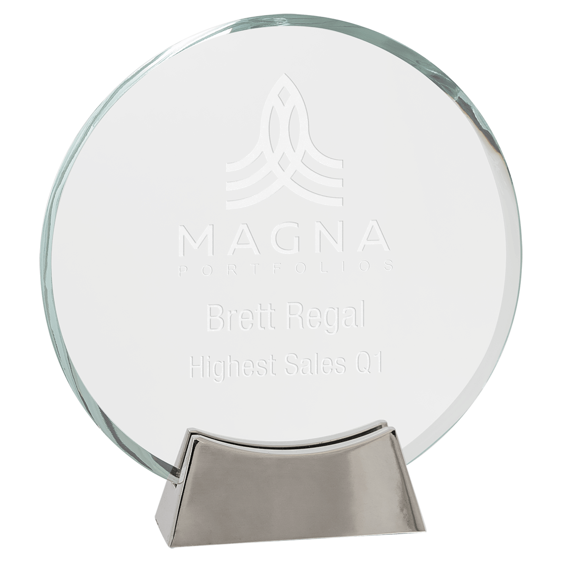 7 1/4" Round Platinum Glass with Full Metal Base