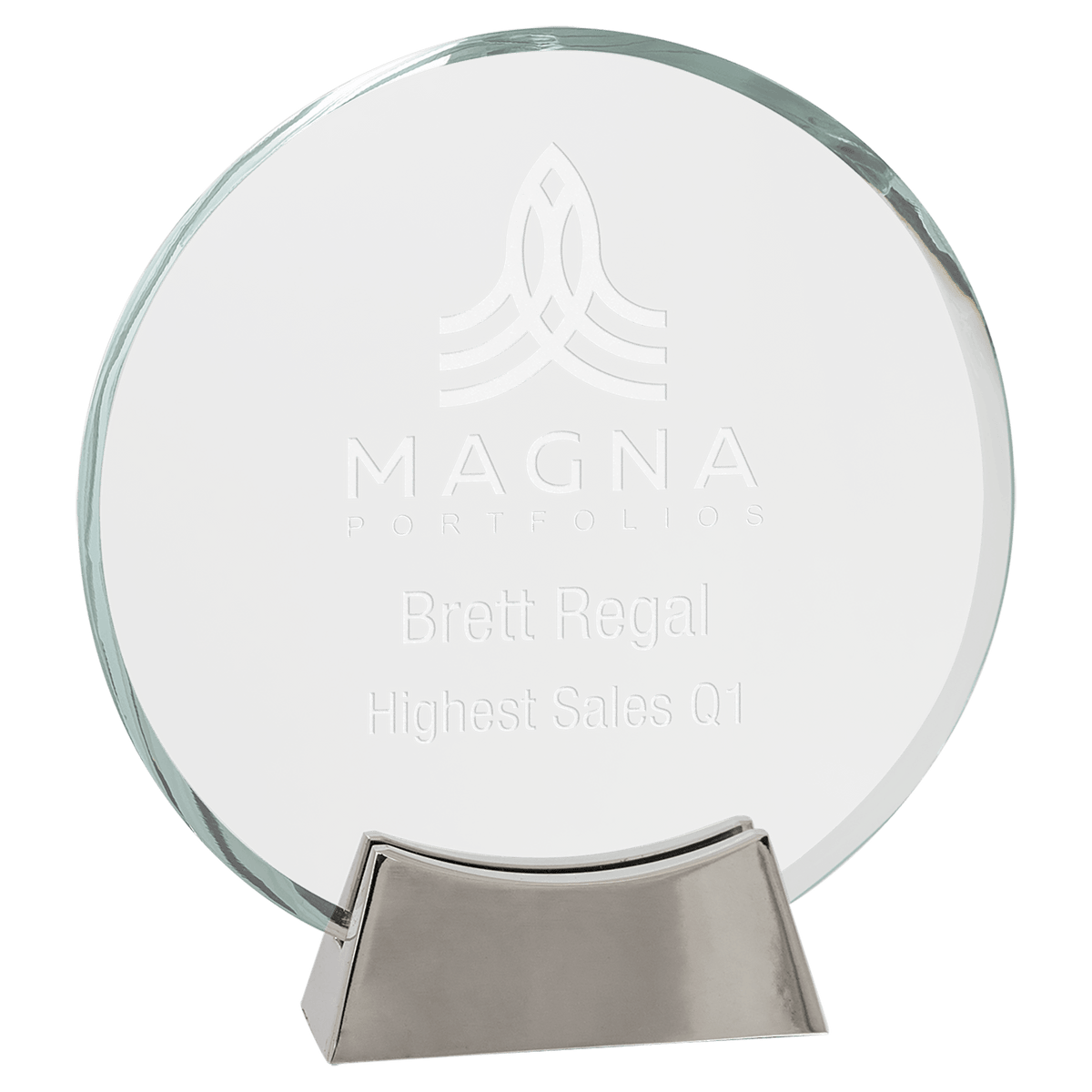 7 1/4" Round Platinum Glass with Full Metal Base