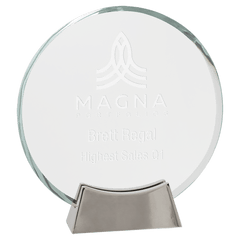 7 1/4" Round Platinum Glass with Full Metal Base