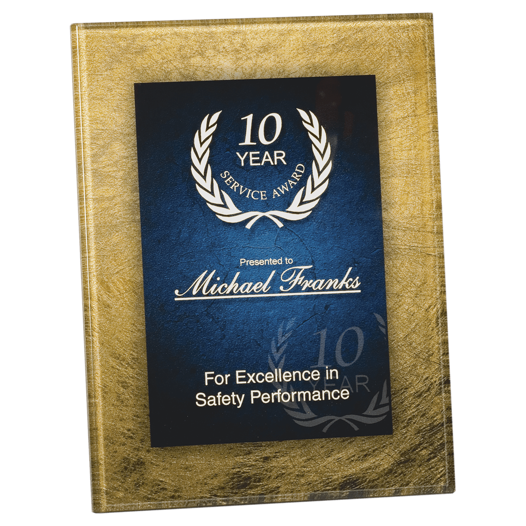 Gold/Blue 6 1/2" x 8 1/2"/ Acrylic Art Plaque with Easel/Hanger