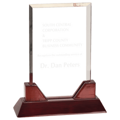 8 3/4" Rectangle Prestige Acrylic with Rosewood Piano Finish Base