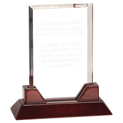 9 3/4" Rectangle Prestige Acrylic with Rosewood Piano Finish Base