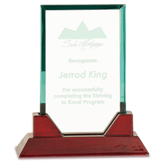 7 3/4" Jade Rectangle Prestige Glass with Rosewood Piano Finish Base