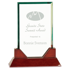 8 3/4" Rectangle Prestige Glass with Rosewood Piano Finish Base