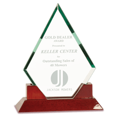 8 1/2" Jade Diamond Prestige Glass with Rosewood Piano Finish Base