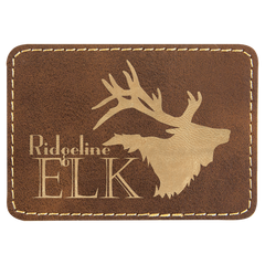 3 1/2" x 2 1/2" Rectangle Rustic/Gold Laserable Leatherette Patch with Adhesive