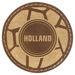 2 1/2" Round Rustic/Gold Laserable Leatherette Patch with Adhesive