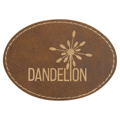 3 1/2" x 2 1/2" Rustic/Gold Laserable Leatherette Oval Patch with Adhesive