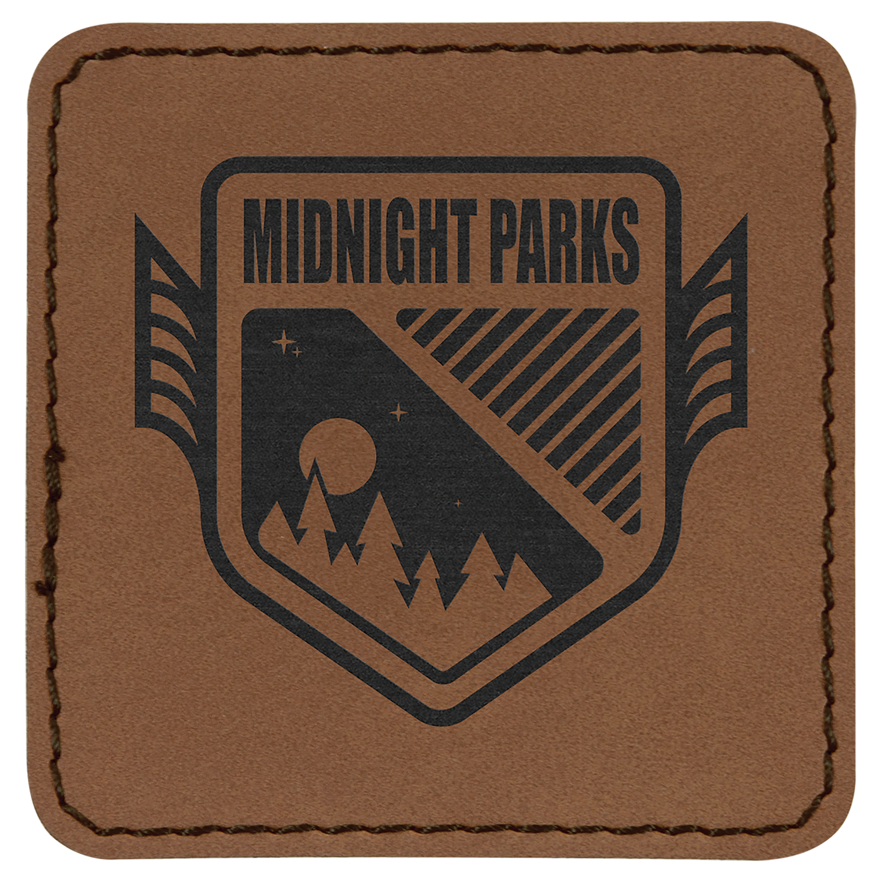 Dark Brown 2 1/2" x 2 1/2" Laserable Leatherette Patch with Adhesive