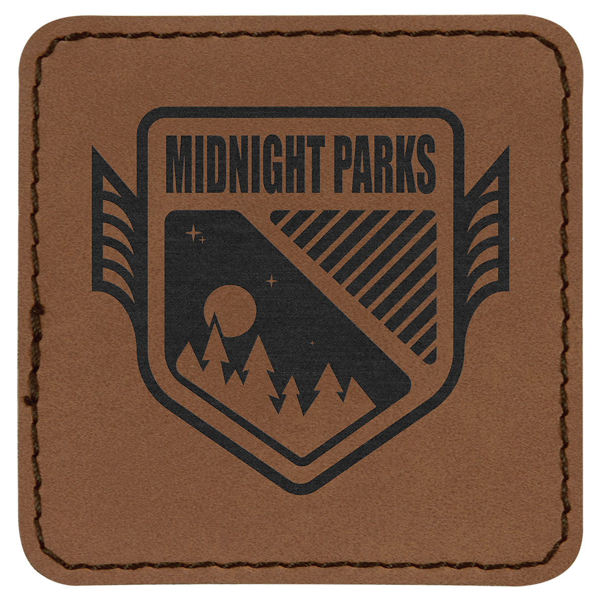 Dark Brown 2 1/2" x 2 1/2" Laserable Leatherette Patch with Adhesive