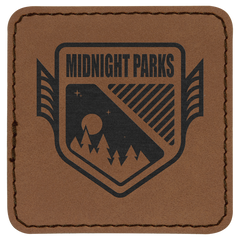 Dark Brown 2 1/2" x 2 1/2" Laserable Leatherette Patch with Adhesive