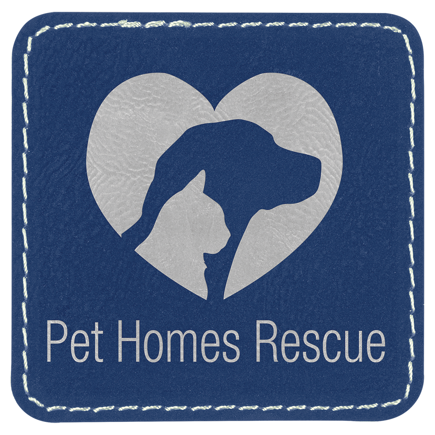 Blue/Silver 2 1/2" x 2 1/2" Laserable Leatherette Patch with Adhesive