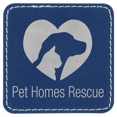 Blue/Silver 2 1/2" x 2 1/2" Laserable Leatherette Patch with Adhesive