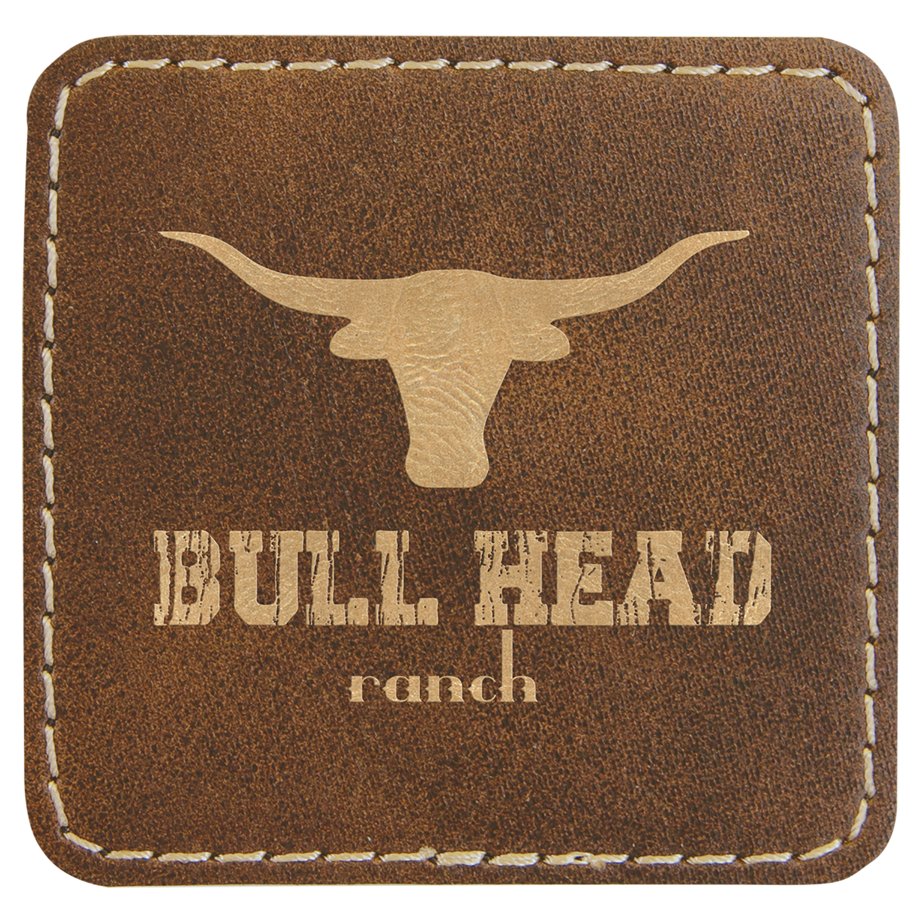 2 1/2" x 2 1/2" Rustic/Gold Laserable Leatherette Patch with Adhesive