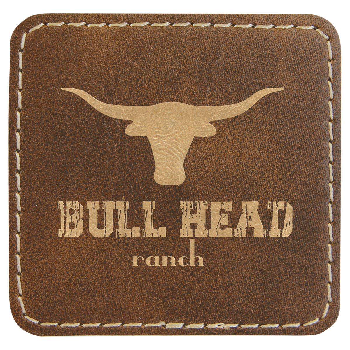 2 1/2" x 2 1/2" Rustic/Gold Laserable Leatherette Patch with Adhesive