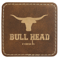 2 1/2" x 2 1/2" Rustic/Gold Laserable Leatherette Patch with Adhesive