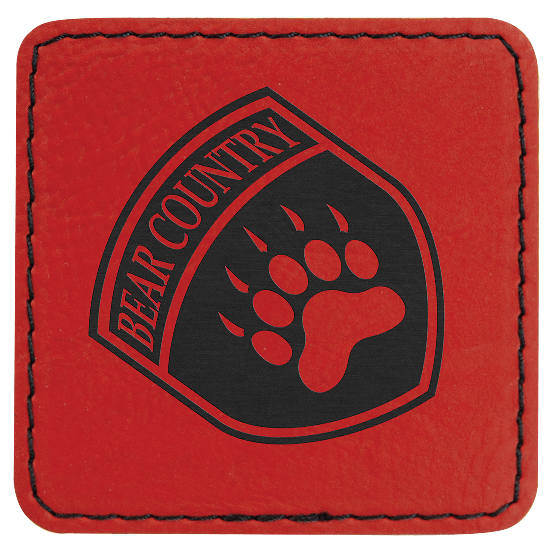 Red 2 1/2" x 2 1/2" Laserable Leatherette Patch with Adhesive