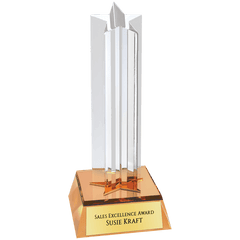 6 3/4" Gold Star Column Acrylic with Gold Base